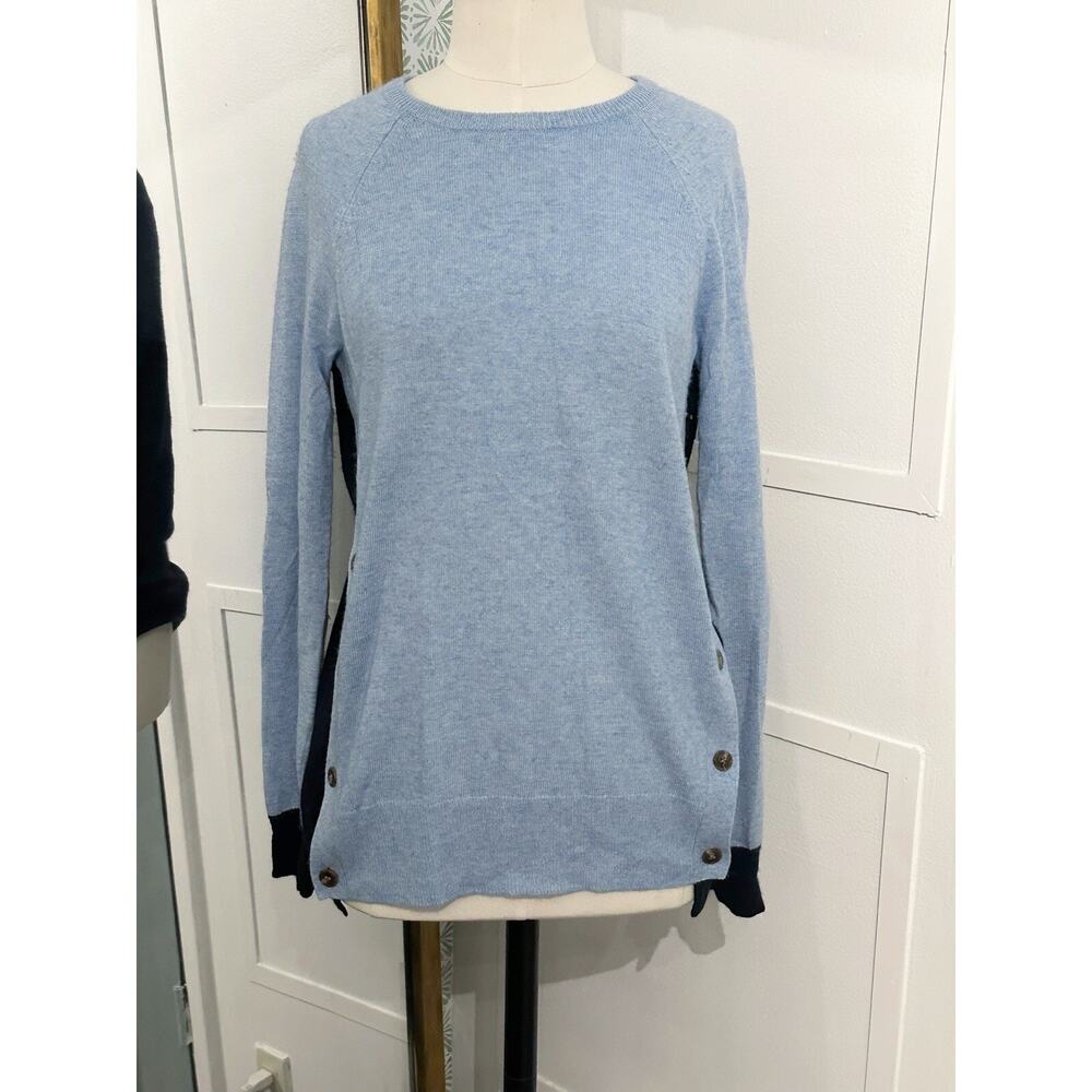 J.Crew Mohair Wool Blend Elbow Patch Asymmetrical Blue Sweater Womens XS